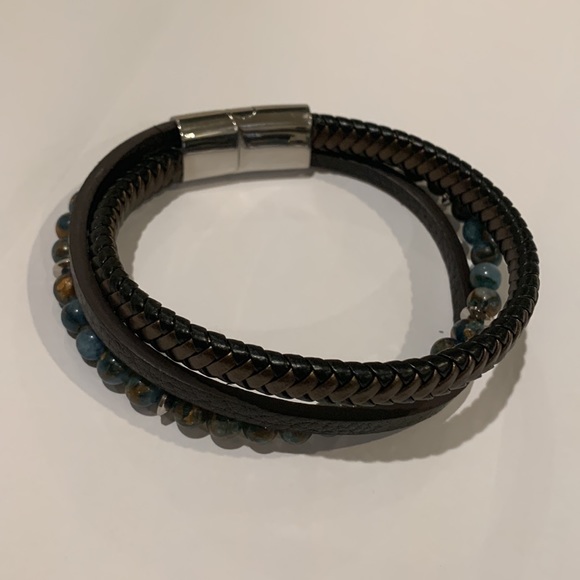 NWOT | Men's Layered Bracelets Leather - Picture 3 of 5